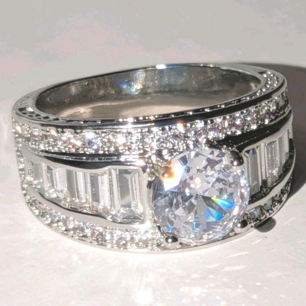 Classic Men's Dazzling 3CT Round Cut Lab Created Diamond Engagement Ring